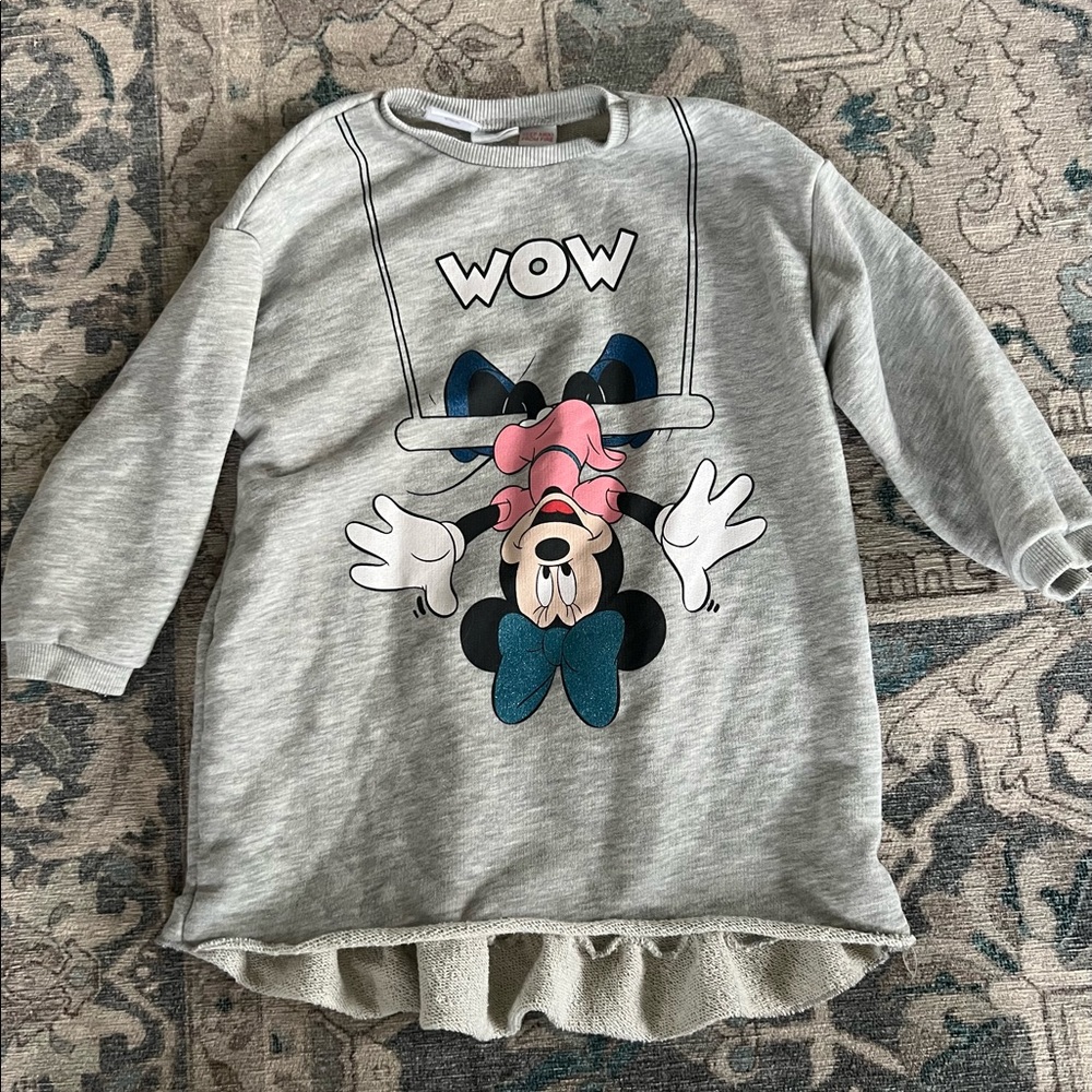 Zara Disney Ruffled Disney Sweatshirt Dress
